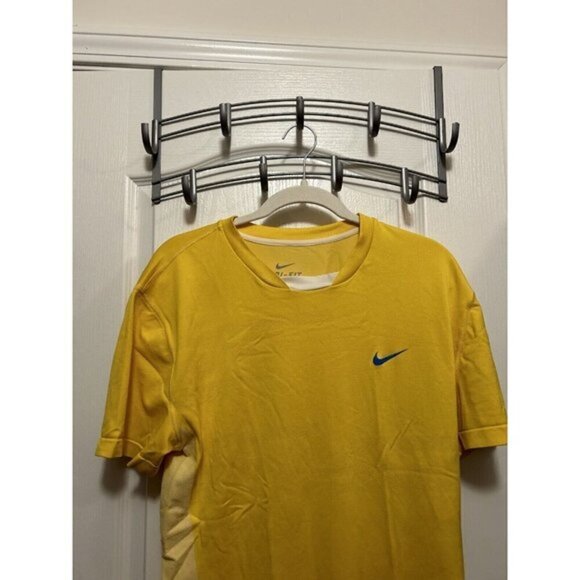 Men's Nike Dri-Fit Fitted Shirt Men’s Large Yellow /White Top Breathable tee - Picture 3 of 16
